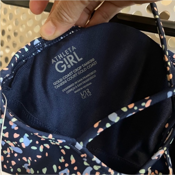 Athleta Girl Coast Cropped Tankini Size L/12 in Terrain Texriee Navy Swim NWT - Picture 6 of 9